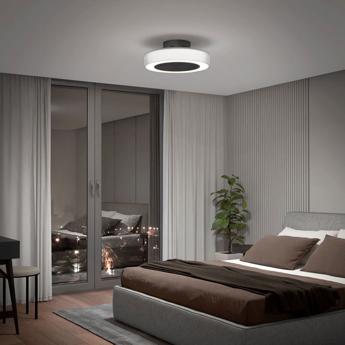 Artika Groove 20" LED Ceiling Fan Light Remote Control Black 51cm Bedroom