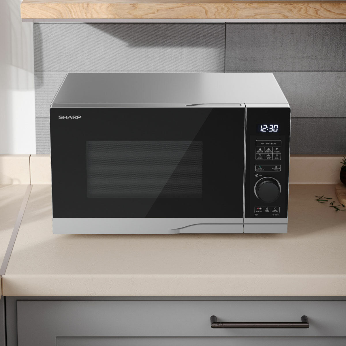Sharp YC-PS204AU Solo Microwave Oven 700W 20 Litre Digital Silver 10 Levels