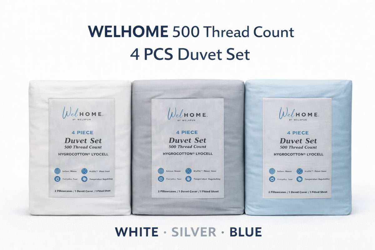 Welhome 500 Thread Count Lyocell Cotton Blend Duvet Set 3 Colours Double King