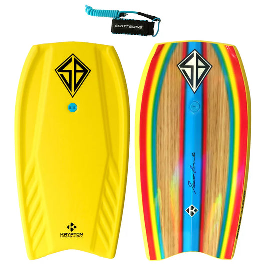 Scott Burke Surf Krypton EPS Bodyboard With Leash Yellow