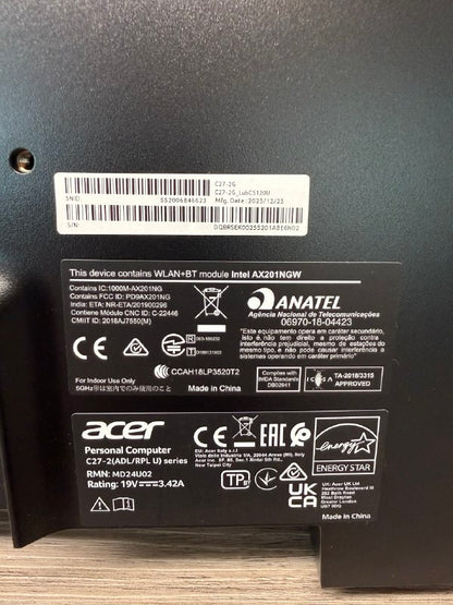 Acer Aspire C27-2G Intel Core 5 120U 16GB RAM 1TB SSD 27" Windows 11 AIO PC