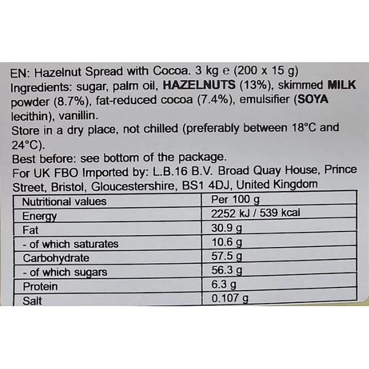 Nutella Hazelnut Spread With Cocoa 3kg Large Bulk Jar Chocolate Breakfast Dip