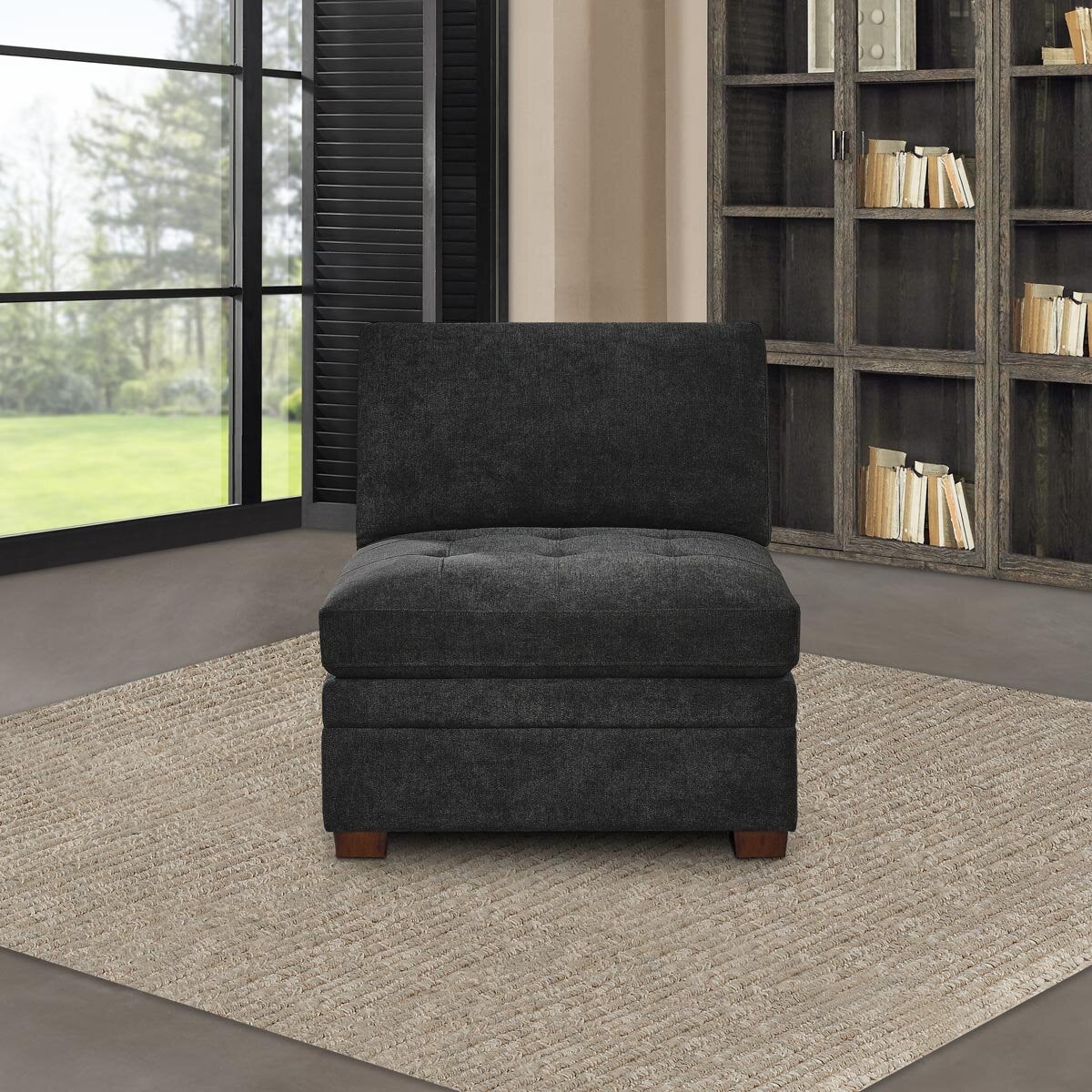 Thomasville Tisdale Dark Grey Fabric Armless Chair