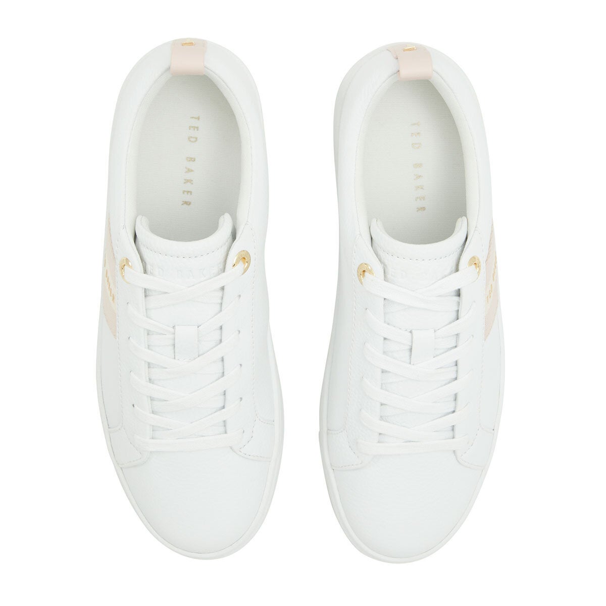 Ted Baker Riley Ladies Leather Trainers White Pink Lace Up Shoe UK Size 5
