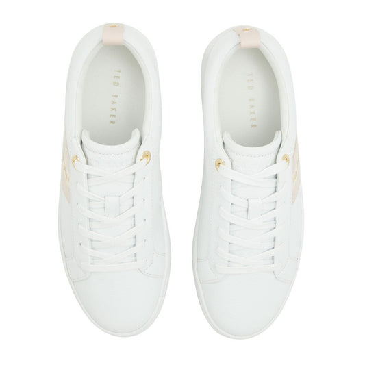 Ted Baker Riley Ladies Leather Trainers White Pink Lace Up Shoe UK Size 5