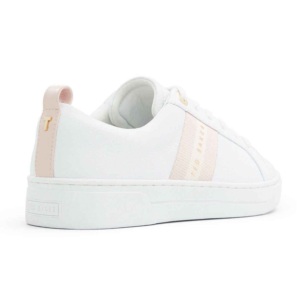 Ted Baker Riley Ladies Leather Trainers White Pink Lace Up Shoe UK Size 5