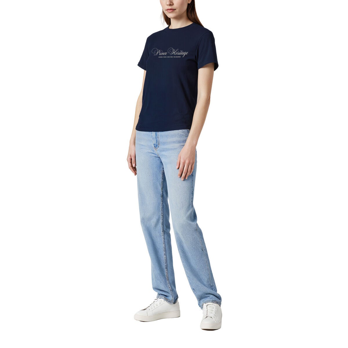 Prince Ladies Navy T-Shirt SS25 Casual Crew Neck Short Sleeve Womens Tee Top