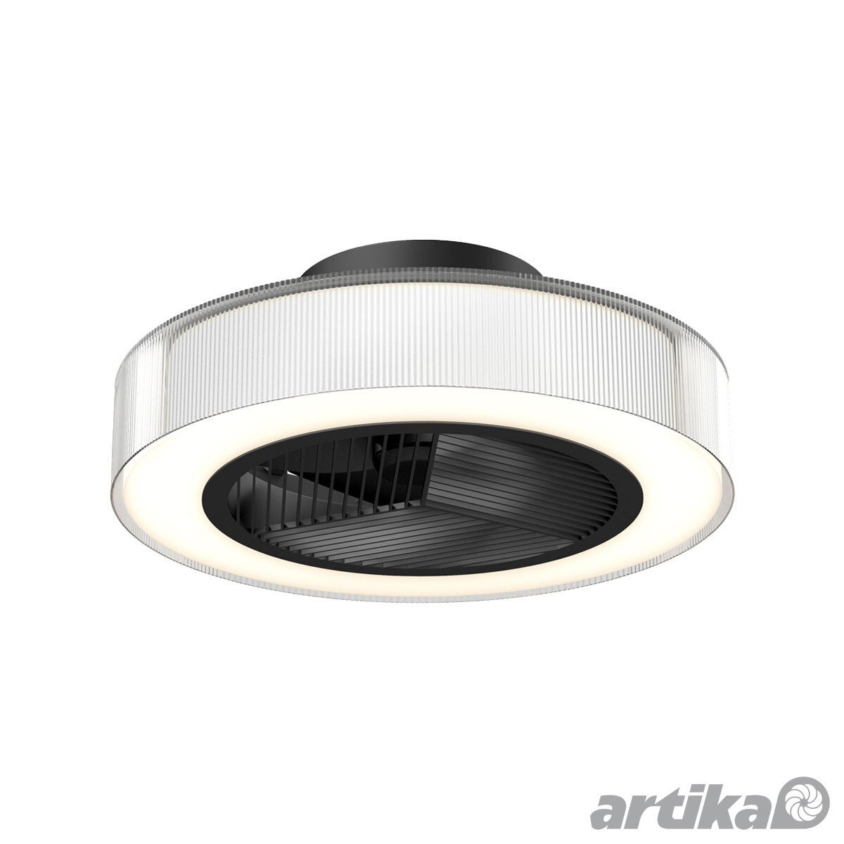 Artika Groove 20" LED Ceiling Fan Light Remote Control Black 51cm Bedroom
