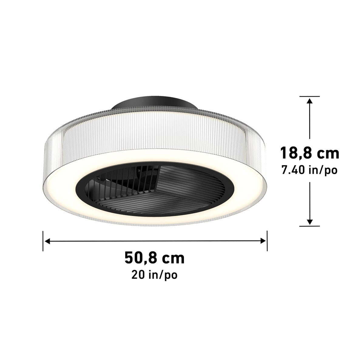 Artika Groove 20" LED Ceiling Fan Light Remote Control Black 51cm Bedroom