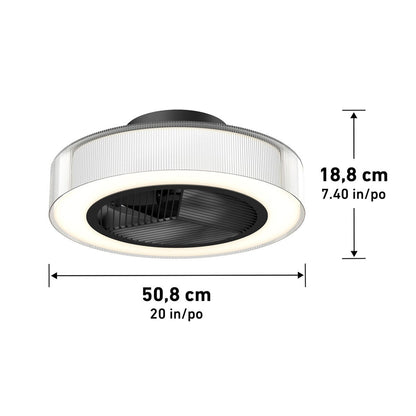 Artika Groove 20" LED Ceiling Fan Light Remote Control Black 51cm Bedroom