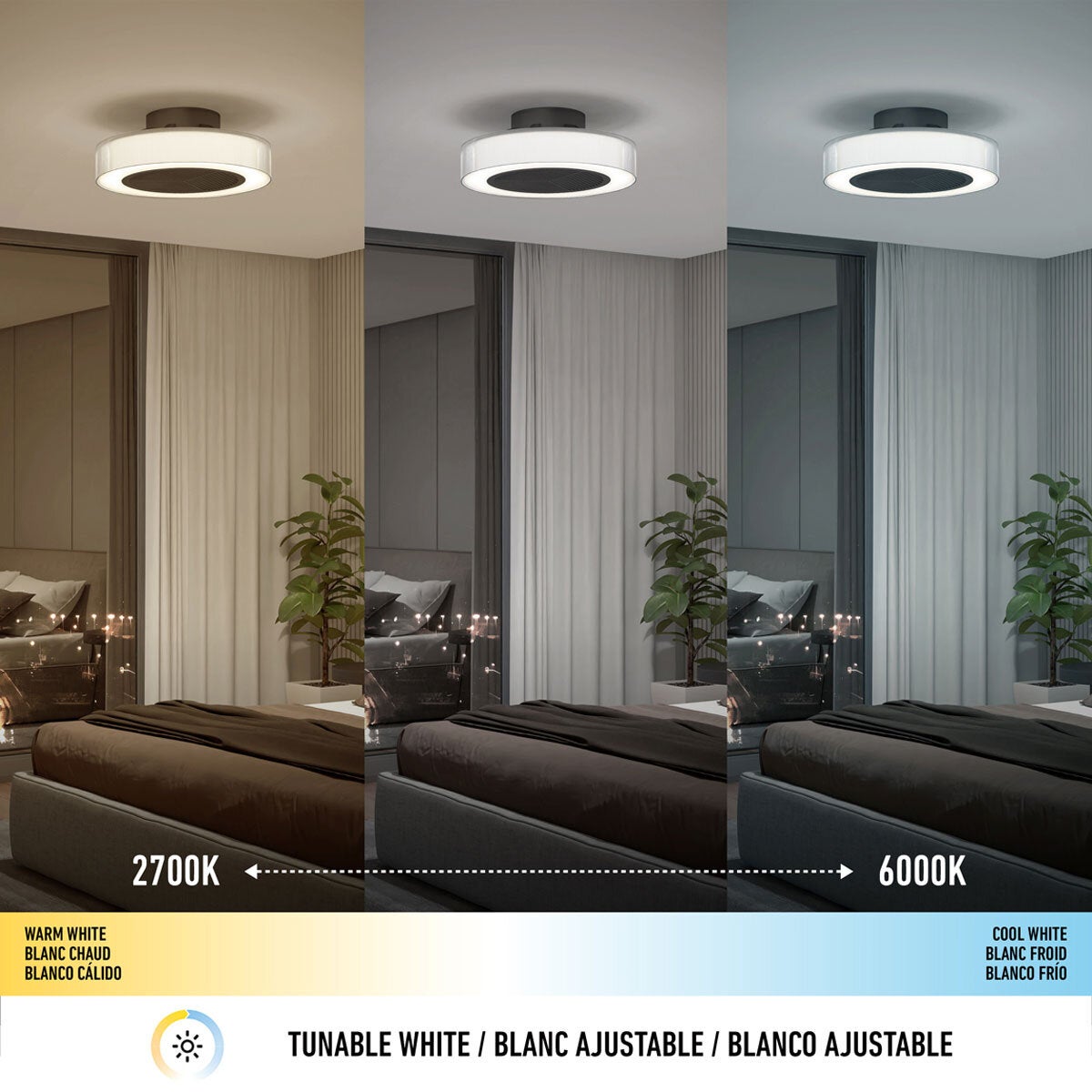 Artika Groove 20" LED Ceiling Fan Light Remote Control Black 51cm Bedroom