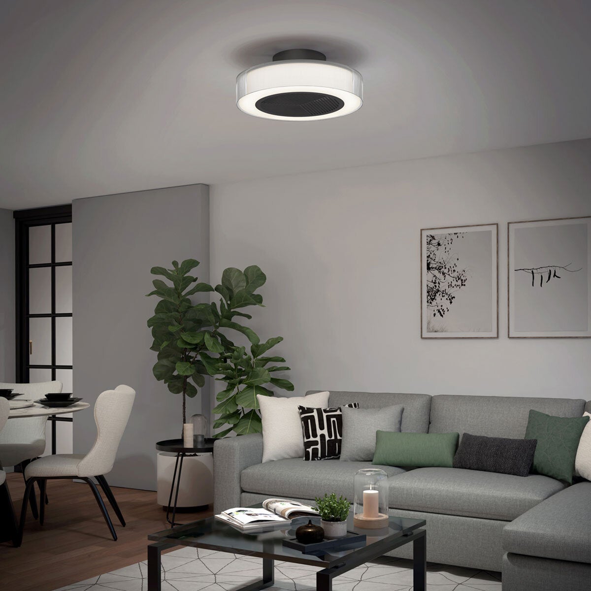 Artika Groove 20" LED Ceiling Fan Light Remote Control Black 51cm Bedroom