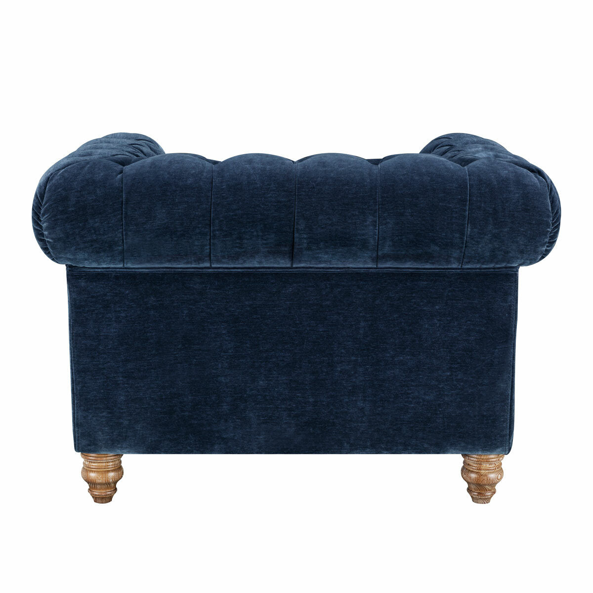 Prospera Home Allington Navy Fabric Chesterfield Armchair Pocket Coil Oak Feet