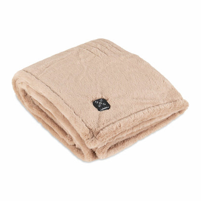 Berkshire Luxe Faux Fur Heated Throw Blanket 127x152cm 4 Heat Settings Beige