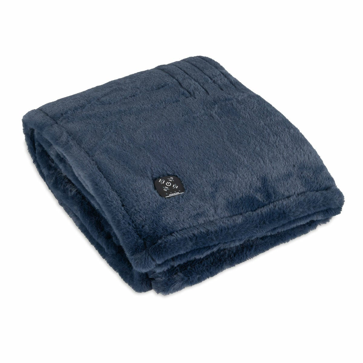 Berkshire Luxe Faux Fur Heated Throw Blanket 127x152cm 4 Heat Settings Navy