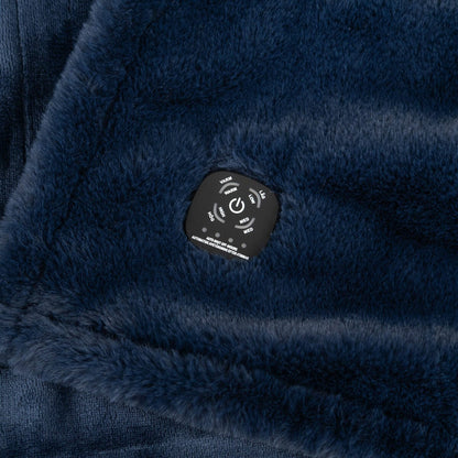 Berkshire Luxe Faux Fur Heated Throw Blanket 127x152cm 4 Heat Settings Navy