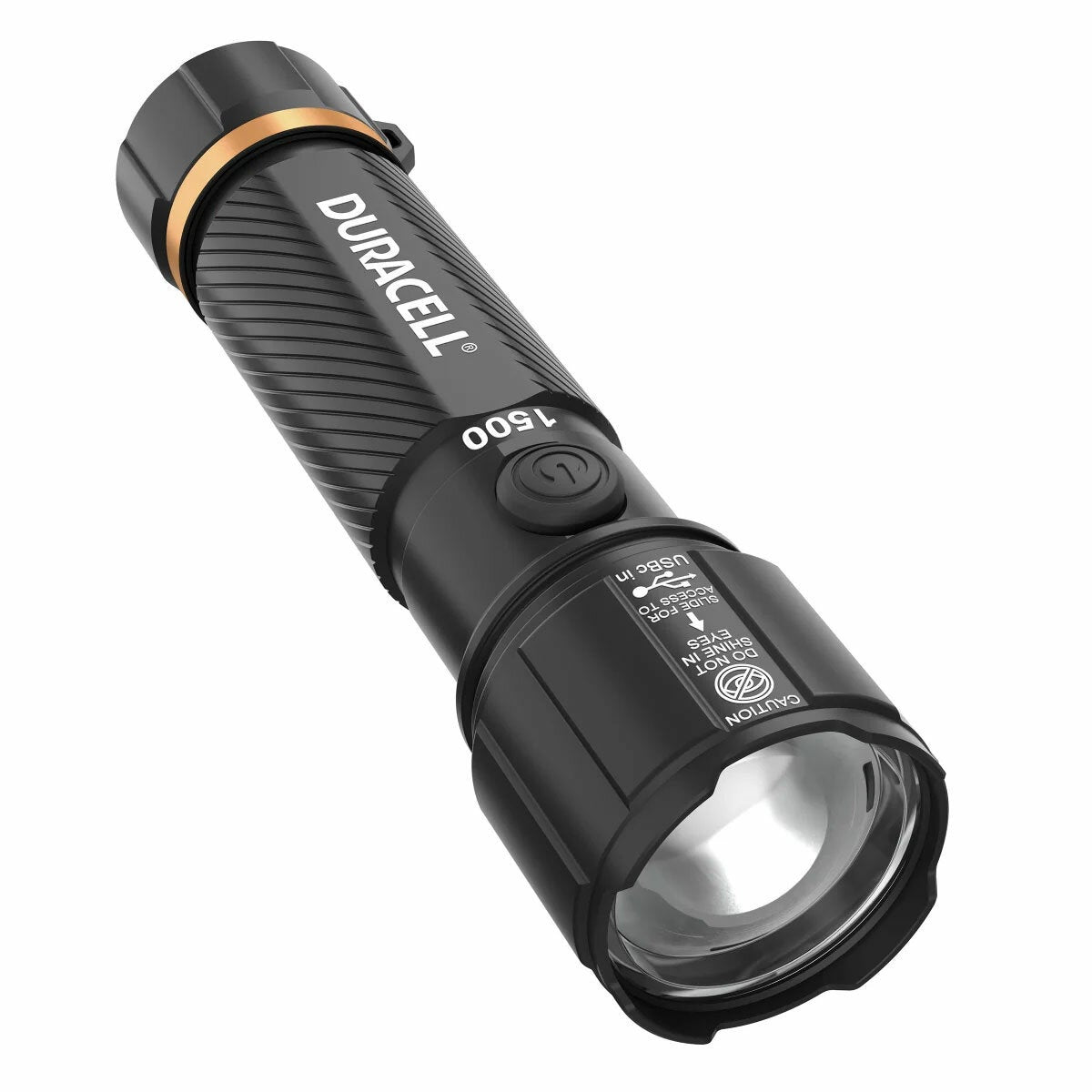 Duracell LED Torch Flashlight 1500 Lumen Rechargeable USB-C 4 Pack Black