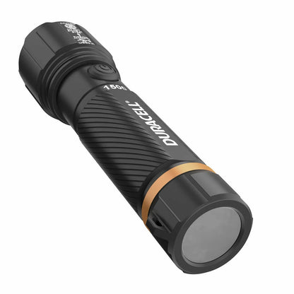 Duracell LED Torch Flashlight 1500 Lumen Rechargeable USB-C 4 Pack Black