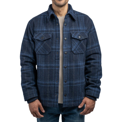 Jachs Men's Wool Blend Shirt Jacket Shacket Navy Smart Casual Winter Coat Top