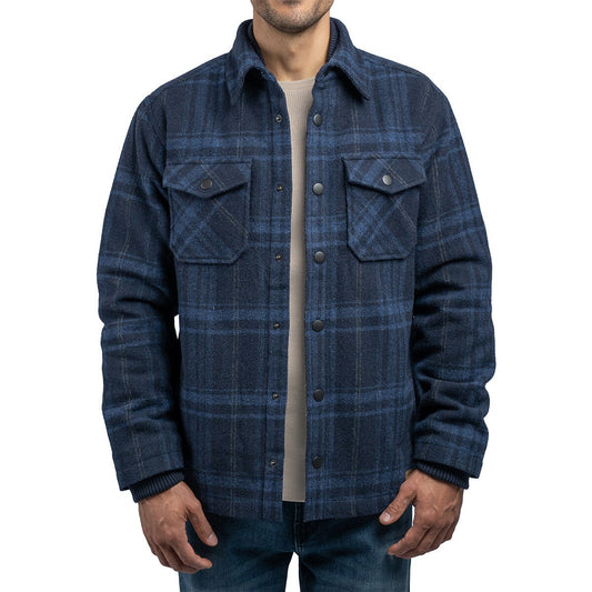 Jachs Men's Wool Blend Shirt Jacket Shacket Navy Smart Casual Winter Coat Top