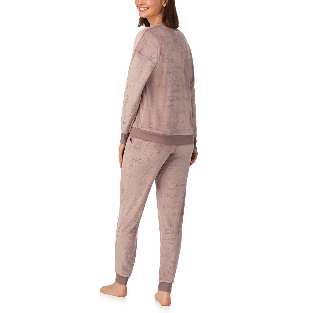 DKNY Ladies Velour Lounge Set 2 Piece Loungewear Tracksuit Various Colours Taupe