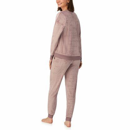 DKNY Ladies Velour Lounge Set 2 Piece Loungewear Tracksuit Various Colours Taupe