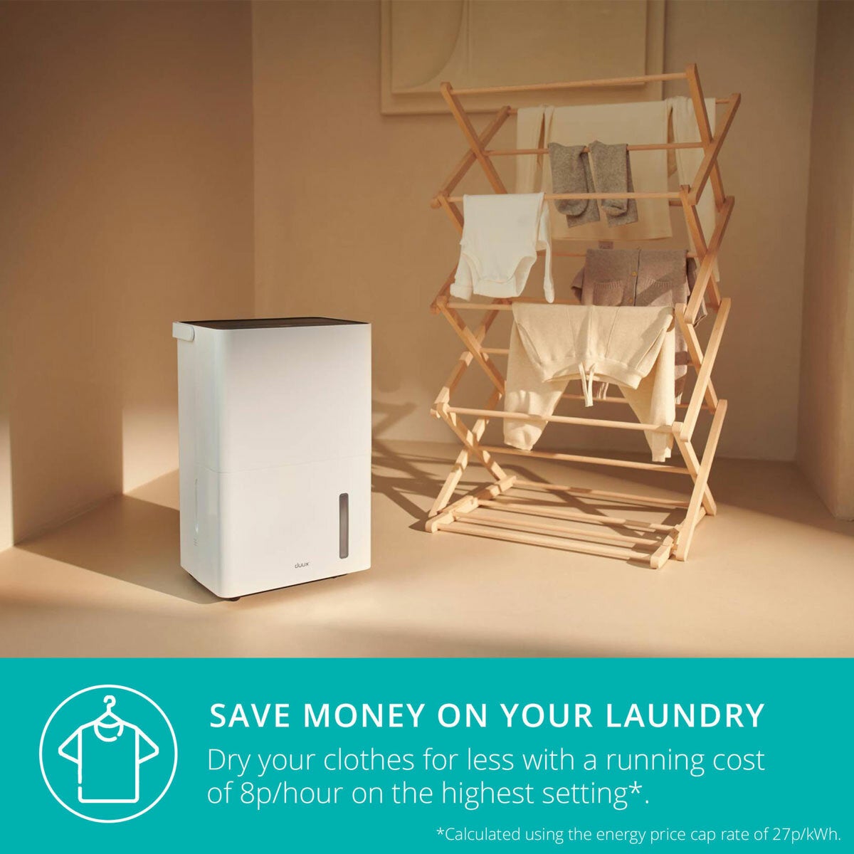 Duux Bora Smart Dehumidifier 30L Day DXDH30UK 50m² Laundry White 4L Tank