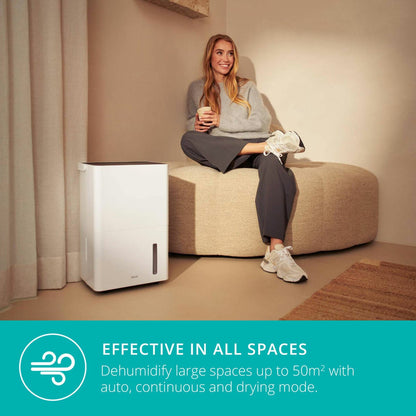 Duux Bora Smart Dehumidifier 30L Day DXDH30UK 50m² Laundry White 4L Tank
