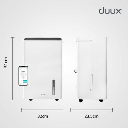 Duux Bora Smart Dehumidifier 30L Day DXDH30UK 50m² Laundry White 4L Tank