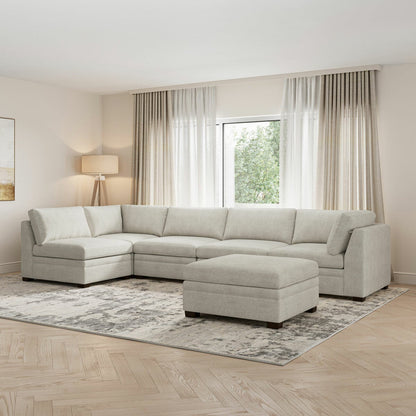 Thomasville Tisdale Modular Fabric Sofa 6 Piece Set Taupe Corner Ottoman