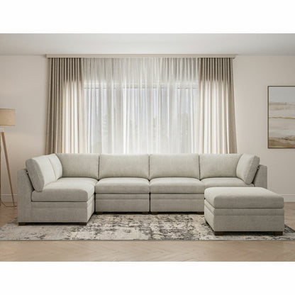 Thomasville Tisdale Modular Fabric Sofa 6 Piece Set Taupe Corner Ottoman