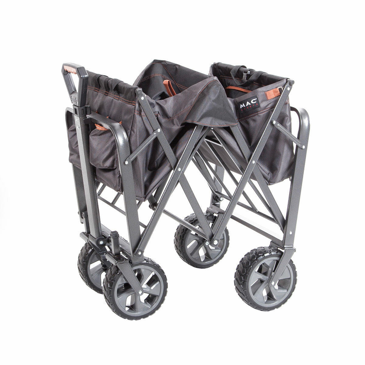 Mac Sports XL Steel Folding Wagon FY26 Brakes All Terrain 159kg Grey Cart
