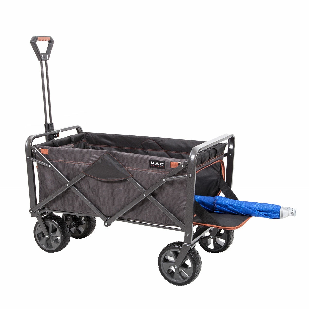 Mac Sports XL Steel Folding Wagon FY26 Brakes All Terrain 159kg Grey Cart