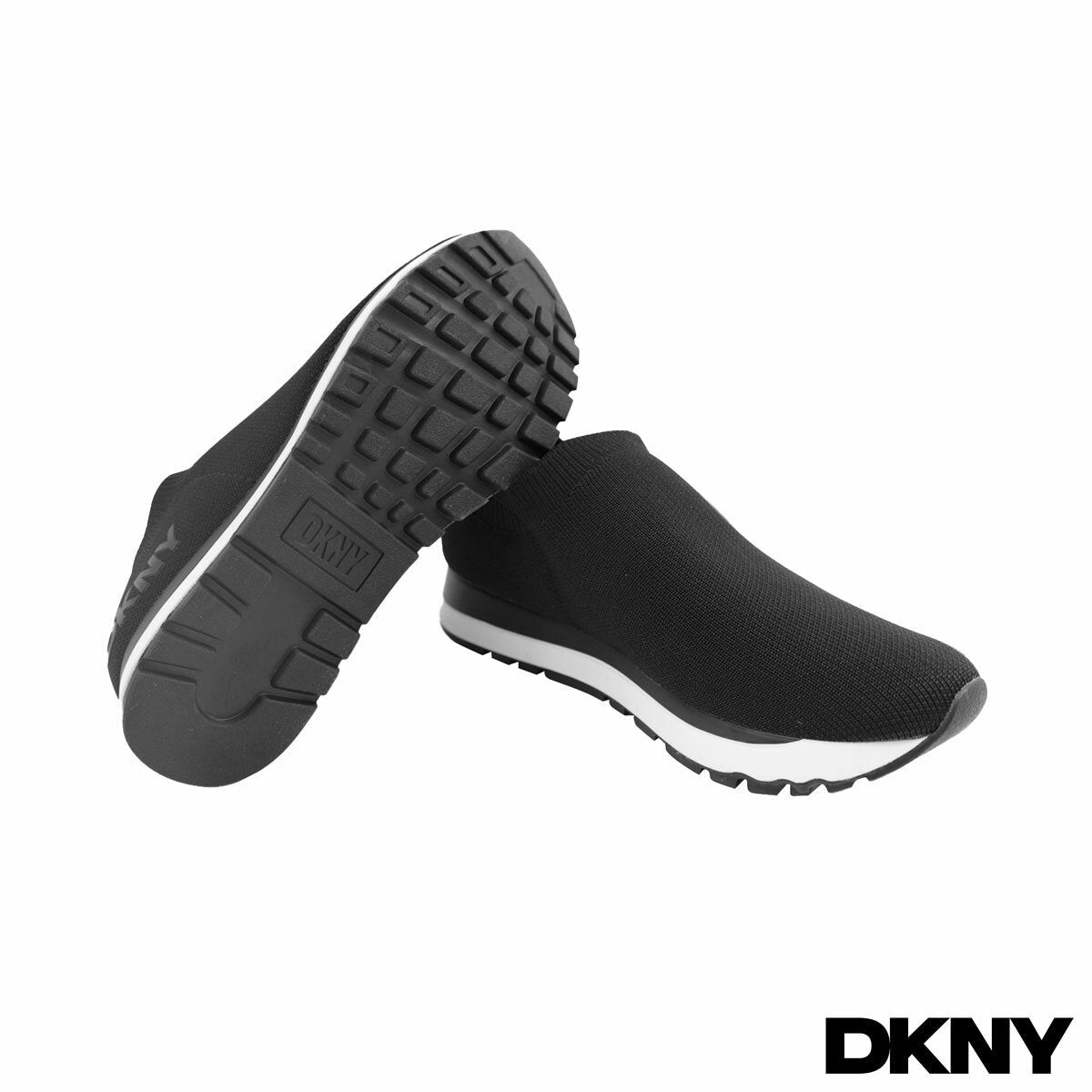 DKNY Jerri Knit Trainers Ladies Lace Up Casual Fashion Sneakers Shoes Black 8