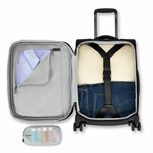 Samsonite Apex XLT Softside 2 Piece Luggage Set Black Spinner Wheels Cabin Bag