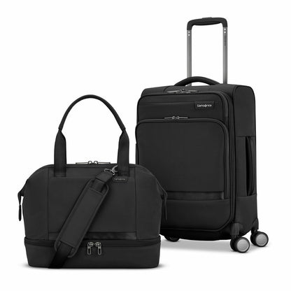 Samsonite Apex XLT Softside 2 Piece Luggage Set Black Spinner Wheels Cabin Bag