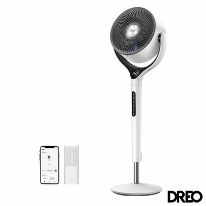 Dreo TurboPoly 565S Pedestal Fan DR-HPF025S Smart App White 9 Speed 120°