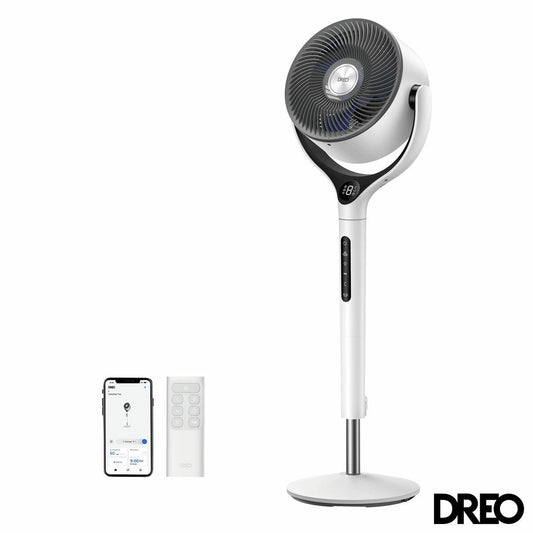 Dreo TurboPoly 565S Pedestal Fan DR-HPF025S Smart App White 9 Speed 120°