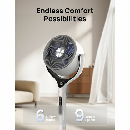 Dreo TurboPoly 565S Pedestal Fan DR-HPF025S Smart App White 9 Speed 120°