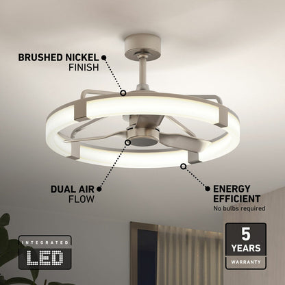Artika Sunnyvale 28" Fandelier Ceiling Fan Light LED Remote Brushed Nickel