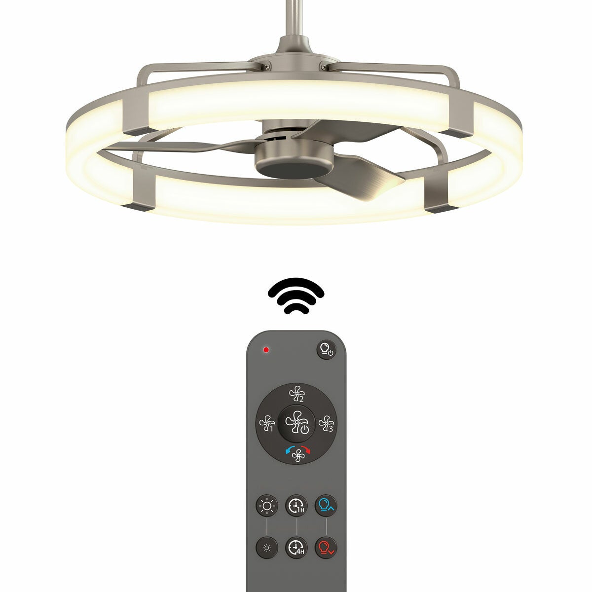 Artika Sunnyvale 28" Fandelier Ceiling Fan Light LED Remote Brushed Nickel