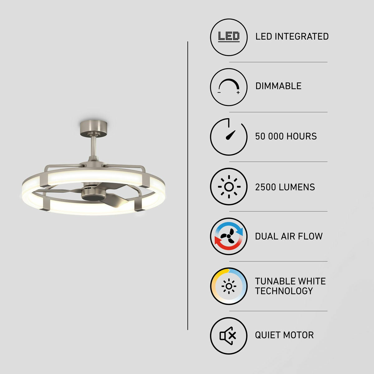 Artika Sunnyvale 28" Fandelier Ceiling Fan Light LED Remote Brushed Nickel