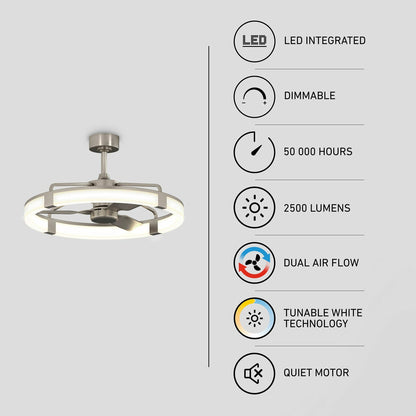 Artika Sunnyvale 28" Fandelier Ceiling Fan Light LED Remote Brushed Nickel