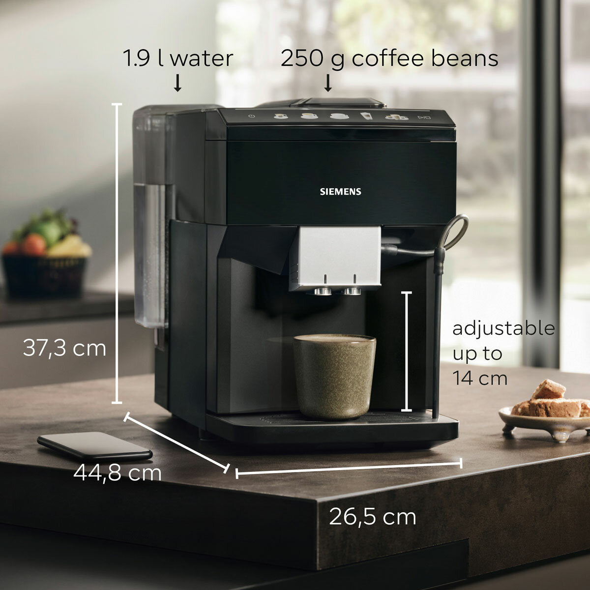 Siemens EQ500 TP513GB9 Bean to Cup Coffee Machine 1500W 15 Bar Piano Black