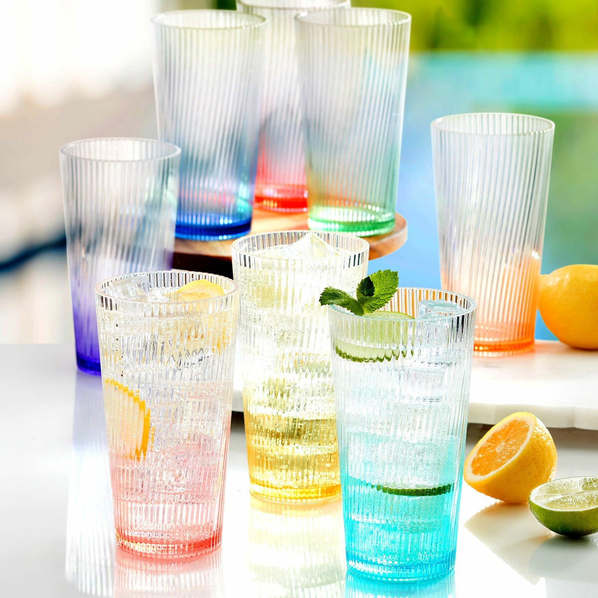 Pandex Ombre Acrylic Tumblers 651ml 8 Pack Dishwasher Safe Drinking Glasses