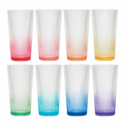 Pandex Ombre Acrylic Tumblers 651ml 8 Pack Dishwasher Safe Drinking Glasses