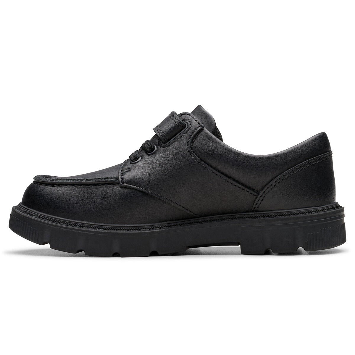 Clarks Kids Lorcam Edge Black Leather School Shoes Boys Girls-13 Junior 13