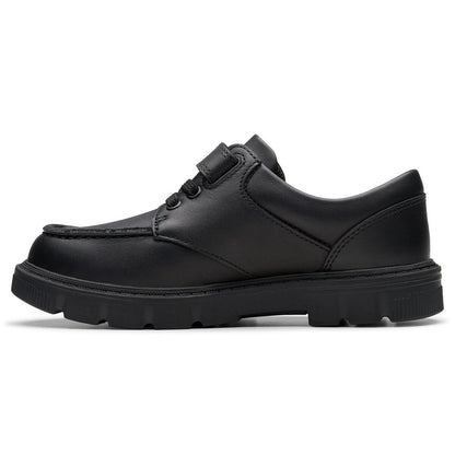 Clarks Kids Lorcam Edge Black Leather School Shoes Boys Girls-13 Junior 13