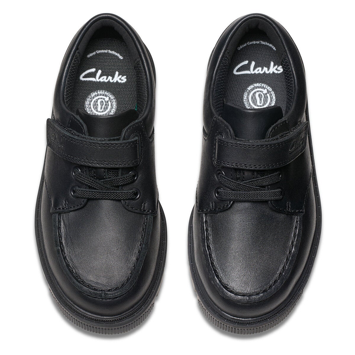 Clarks Kids Lorcam Edge Black Leather School Shoes Boys Girls-13 Junior 13