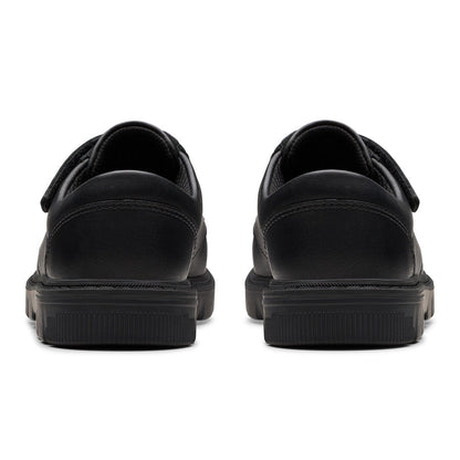 Clarks Kids Lorcam Edge Black Leather School Shoes Boys Girls-13 Junior 13